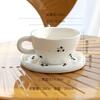 Taza de Café de Fruta Amasada a Mano Taza de Cerámica Vintage Taza de Café de Cereza y Platillo Taza y Platillo para Té de la Tarde con Corazón de Chica Linda