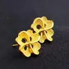 Chapado en oro de Vietnam oro real moda temperamento pendientes de trébol de cuatro hojas en forma de corazón para mujer comercio electrónico en vivo suministro de fábrica al por mayor