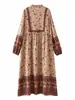 Vestido de verano para mujer estilo europeo y americano 2021, nuevo, de rayón, con estampado de marca de agua, flores de posicionamiento, borlas, manga larga 8633