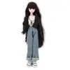 Juguete de muñeca femenino profesional falda de cuadros blanco y negro 30cm falda de cuero jeans de cuero negro ropa alta calidad