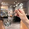 Cuchara pequeña de acero inoxidable con patrón martillado de textura de escama de pescado, cuchara de mesa, cuchara para tazón de sopa, cuchara para beber, juego de dos piezas