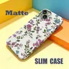 Fondo Blanco Fresco con Fragmentos Florales Púrpuras y Azules Retro, Funda de Película de Cobertura Total para Teléfono para iPhone 17/18 Pro, Estuche Duro Ultra Delgado