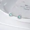 Pendientes Cuadrados de Plata S925 con Jade Azul Nalan, Exquisitos y Sencillos, Pendientes de Diseño Nicho Estilo Ins M08384