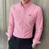 ¡Estilo doméstico! Camisa de manga larga casual a rayas bordada versátil básica de moda nueva primavera 2024 camisa de hombre