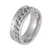 Anillo de cadena giratorio de acero de titanio, anillo de estilo retro europeo y americano con números romanos, suministro transfronterizo, joyería al por mayor