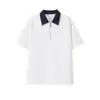Camisa Polo Americana de Manga Curta com Meio Zíper para Homens, Camiseta Tendência de Verão com Blocos de Cor Costurada à Mão, Loose Fit High Street Manga Curta para Casais