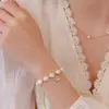 Pulseira Barroca de Pérolas de Água Doce Irregulares com Folha de Ginkgo para Mulheres, Design de Nicho, Pulseira Simples, Joia Estilosa de Celebridade da Internet