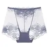 Ropa interior nueva para mujer de encaje sexy sin costuras de cintura media-alta talla grande hueca bragas para mujer transpirables y cómodas fabricantes