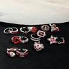 Anillo abierto con goteo de aceite rojo para el año de nacimiento, estilo frío, personalidad de alta calidad, anillo apilado de moda que combina con todo para mujeres