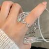 Anillo de circón de mariposa Dongdaemun Corea del Sur para mujer, verano, fresco, temperamento, versátil, alta gama, diseño de doble mariposa