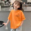 Camiseta de Manga Corta de Algodón Puro para Niñas, Nuevo Estilo Verano 2026, Top Versátil de Moda Estampado para Niños Pequeños y Mayores