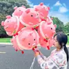 Globo de Cerdo Brillante de Moda Globo Inflable de Aire con Cabeza de Cerdo Rosa para Niños Portátil Accesorio de Foto para Exteriores Puesto Callejero