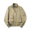 ¡Estilo Retro de Ropa de Trabajo! ¡Clásico Americano! Chaqueta de aviador casual de ajuste holgado para exteriores con múltiples bolsillos 9221