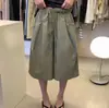 Pantalones Casuales Anchos Acortados de Cintura Alta Elástica con Volantes Estilo Ropa de Trabajo Coreana Nuevos de Falinda Studio para Mujer