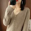 Nuevo Cárdigan de Punto con Cuello en V para Mujer para Primavera y Otoño, Suéter de Manga Larga, Ropa Exterior Holgada de Tallas Grandes para Mujer, Suéter de Punto Base Layer al por Mayor