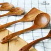 Nueva espátula de madera de teca con mango largo, utensilios de cocina de madera maciza, espátula para cocinar en sartenes antiadherentes, espátula para freír, cuchara para arroz, cuchara para servir, cuchara grande para sopa, venta al por mayor