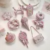 Nuevo Adorno Colgante de Plástico Rosa con Polvo Pastel Dibujos Animados Decoración Navideña, Decoración de Ventana de Árbol de Navidad 3D