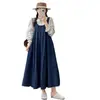 Coleção Primavera 2026: Vestido Colete Jeans Estilo Artístico para Mulheres, Caimento Solto, Vestido Colete de Comprimento Médio Emagrecedor