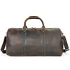 Bolsa de viaje de piel de vaca de primera capa para hombre, gran capacidad, compartimento separado para zapatos, bolsa de mano, bolsa de gimnasio de alta gama negra, al por mayor