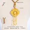 Loja de Ouro Puzuo Mesmo Estilo Ouro Areia Acessórios DIY com Diamante Lótus Carpa Pingente de Borla Colar para Mulheres Corrente de Suéter Chinês