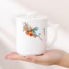 Taza de Té de Cerámica de Porcelana Jade Grasa de Sebo, Taza Personal de Oficina con Tapa, Taza de Té con Separación de Agua y Té de Porcelana Blanca