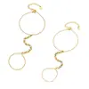 Pulsera de Muñeca Integrada con Circonita Incrustada Estilo Niche Europeo y Americano, Acero Inoxidable 316 Recubrimiento al Vacío en Oro, Accesorio de Mano para Vestido de Fiesta para Mujer
