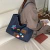 Nova Bolsa 2025 Feminina Retrô Jeans Tote Bag Grande Capacidade Carta Ombro Axila Bolsa de Trabalho Mamãe