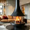 Mesa de fogata para exteriores, mesa para preparar té y barbacoa, mesa calefactora de hoguera para patio, chimenea redonda de alcohol con fuego real, hecha a medida