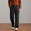 Pantalones de pierna ancha de acetato y lana estilo 'old money' para hombre, pantalones casuales rectos holgados para hombres de mediana edad, pantalones de vestir talla grande