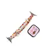 Adecuado para Apple Watch, pulsera elástica de flores con cuentas para mujer iWatch, correa linda de color dopamina