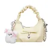 Bolso de Mano Francés en Forma de Media Luna para Mujer, Bolso Cruzado con Acabado de Lujo, Diseño de Bolso Nube Plegado de Color Sólido, Bolso Cruzado Moderno y Único