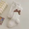 Meia-calça Infantil com Bordado de Coelho e Laço Outono Versátil para Meninas Pequenas Meia-calça Base