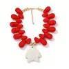 Collar de Mujer con Cuentas, Colgante de Piedra Volcánica, Estrella de Mar y Pez Pequeño, Estilo Vacacional de Playa Oceánica Minimalista Exagerado Europeo y Americano