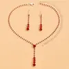 Cabelo Liso de Fábrica Conjunto de 2 Peças Colar Brincos Joias Femininas Cruzada Europeia e Americana Noiva Strass Explosões