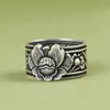 Ciervo Dorado Rey Plata Pura Vintage Desgastado Ancho Estilo Étnico Peonía Fénix Anillo para Mujer Pulsera Abierta Modelo Nuevo