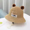 Chapéu de Sol Infantil Verão Proteção UV Chapéu de Sol Meninos e Meninas Chapéu de Sol Urso Aba Larga Chapéu de Pescador Chapéu de Palha