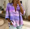 2026 AliExpress TEMU moda de comércio exterior padrão estampa 3D manga longa gola alta cardigã camisa feminina de manga longa