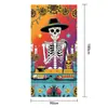Banderas de Puerta Mexicanas para el Día de Muertos Transfronterizas, Calaveras Caléndulas, Decoraciones de Tela de Fondo Exóticas, Venta al por Mayor de Fabricantes