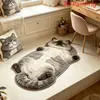 Alfombrilla de suelo de tierra de diatomeas con diseño de animal de dibujos animados para entrada de baño, absorbente, secado rápido, antideslizante, uso doméstico, resistente a la suciedad, resistente al desgaste, fácil de mantener