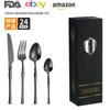 Cubiertos transfronterizos de 24 piezas de acero inoxidable, juego de vajilla, cuchillo, tenedor y cuchara, hogar, cintura pequeña, caja de regalo de cuatro piezas