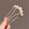 Novo grampo de cabelo em forma de U com pérolas estilo chinês para mulheres, grampo para coque na parte de trás da cabeça, novo grampo pente elegante 2026, acessório de cabelo