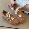 Zapatillas de entrenamiento alemanas de moda con doble tira y escote pronunciado para mujer, nuevos zapatos casuales versátiles de nicho estilo vintage 2026 con lunares Cortez