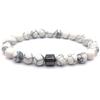 Pulsera de Cuentas de Piedra Biliar Negra de Venta Caliente Transfronteriza, Piedra Volcánica, Ojo de Tigre, Piedra Turquesa Blanca, Pulsera de Piedra Energética para Hombres y Mujeres