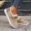 Comercio exterior cálido nieve invierno más terciopelo nuevo zapatos de algodón sin cordones 2026 transfronterizo cómodo para mujer suela plana talla grande engrosados