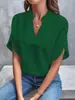 Comercio Exterior Transfronterizo Europeo y Americano de Amazon Ropa de Mujer Verano 2025 Casual Color Sólido Cuello en V Holgada Camisa Tops para Mujer Transfronterizo
