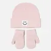 Gorro de Punto para Bebé Moda Versátil Gorro de Lana Lindo Patrón de Cara Sonriente Gorro de Ponerse Sombrero de Otoño Invierno Sombrero para Niños