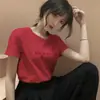 Top Bordado de Letras 2026 Verano Nuevo Ajuste Delgado Capa Base Estilo Coreano para Mujer Manga Corta Moda Camiseta Holgada Venta al por Mayor