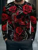 Camiseta masculina de manga comprida estampada, top casual de gola redonda, estilo europeu e americano, adequada para vendas transfronteiriças, base para impressão digital