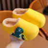 Pantuflas de algodón para niños y niñas, diseño lindo de dibujos animados, otoño e invierno, antideslizantes, impermeables, forradas de felpa, cálidas, para interiores, de suela suave, de algodón