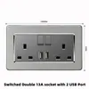 Versão de Hong Kong e Macau tomada britânica 13A com carregamento rápido USB tipo-c padrão britânico pé quadrado painel de fio de aço inoxidável cinza